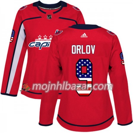 Dresovi Washington Capitals Dmitry Orlov 9 Adidas 2017-2018 Crvena USA Flag Fashion Authentic - Ženska Dresovi Washington Capitals Dmitry Orlov 9 Adidas 2017-2018 Crvena USA Flag Fashion Authentic - Ženska